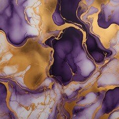 Luxury abstract fluid art painting background alcohol ink technique purple and gold. Modern contemporary art. Part of original alcohol ink painting. Hand painted ink texture. Card Background