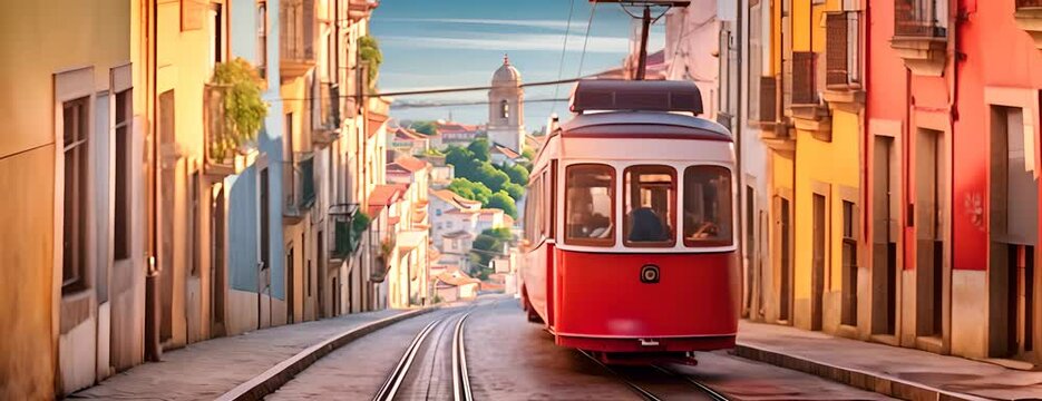 Lisbon's Gloria funicular connects downtown with Bairro Alto 4K Video