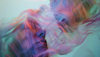 Zelfklevend Fotobehang face with abstract waves © Davivd