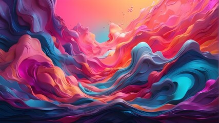 abstract background with water, Harmonious collision of neon gradients giving birth to a surreal abstract dreamscape 
