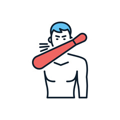 Cough related vector icon. Man coughs in palm hand. Isolated on white background. Cough sign. Editable vector illustration