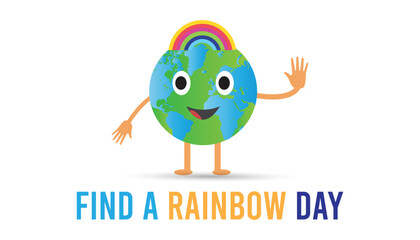 Find a Rainbow Day observed every year in April. Template for background, banner, card, poster with text inscription.