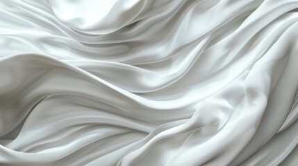 Soft White Satin Silk Fabric Texture with Elegant Drapery Wave Pattern