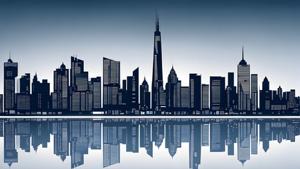 A photo of the skyline of stunning buildings with a stunning city night view. generative AI.