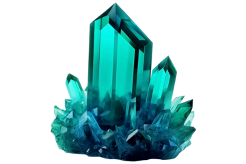 emerald blue crystal PNG precious emerald Green rock isolated on transparent background - natural treasure rock - gem mineral advertising concept