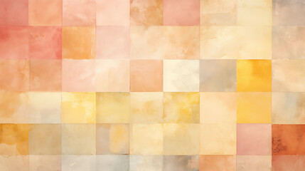 Abstract grunge artwork displaying a warm colored checkerboard pattern