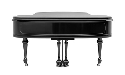 Elegant Black Piano Isolated for Music Design - obrazy, fototapety, plakaty