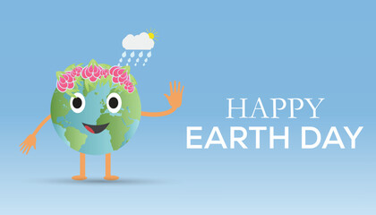 Happy Earth Day observed every year in April. Template for background, banner, card, poster with text inscription.
