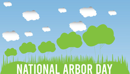 National Arbor Day observed every year in April. Template for background, banner, card, poster with text inscription.