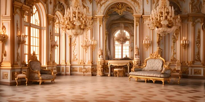 A classic extravagant European style palace room with gold decorations. wide format 4K Video