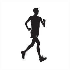 Fototapeta na wymiar silhouettes of running man isolated on white background