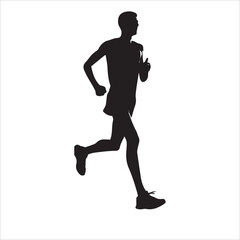 silhouettes of running man isolated on white background