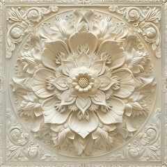 artistic mandalas in 3D, cream coloured