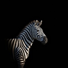 zebra on black background