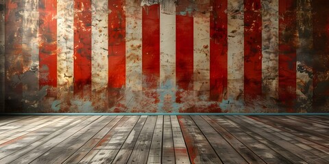 Vintage circus tent backdrop with traditional red and white stripes. Concept Vintage Circus Tent, Backdrop, Red and White Stripes, Traditional Style - obrazy, fototapety, plakaty