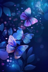 Vibrant butterflies and flowers on colorful backdrop. A vivid composition featuring colorful butterflies and blooming flowers on a colored textured background, symbolizing the beauty of nature