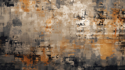 Abstract painting with brown and black colors background