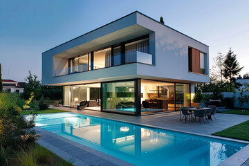 Fototapeta premium A modern house with a swimming pool