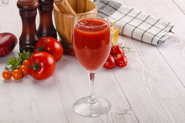 Fresh Tomato juice in the glass