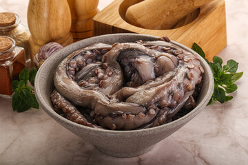 Raw cold octopus for cooking