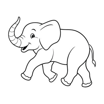 Elephant illustration coloring page for kids