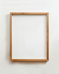 Minimal Portrait Empty Wooden Frame with Plain White Background