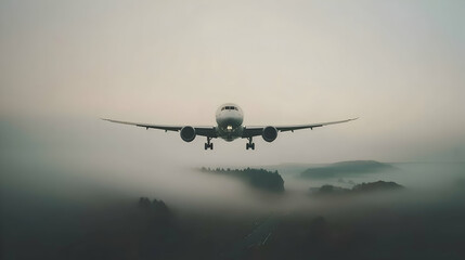 Fototapeta premium Airplane - bad weather landing