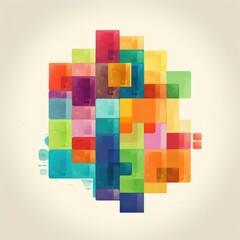 Colorful Geometric Shapes Forming Abstract Brain