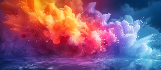 Vibrant Colorful Water Explosion Art, A striking and unique piece of abstract art, perfect for adding a touch of creativity and color to any
