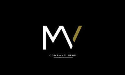 MV, VM, M, V Abstract Letters Logo Monogram