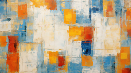 Modern abstract background in cool blues and warm oranges with a grid layout