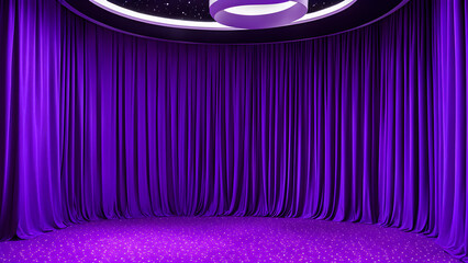 An image of a stage with curtains drawn that can be used as a background. Generative AI.