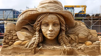 Cercles muraux Milan Sand Sculpture Festival in Milan. Thousands of people visited the city to paint huge sand sculptures