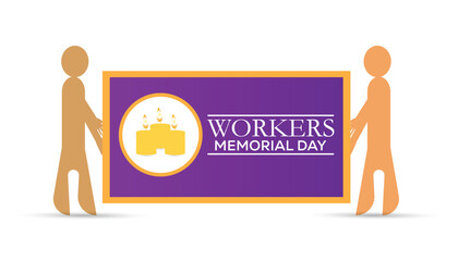 Workers' Memorial Day observed every year in April. Template for background, banner, card, poster with text inscription.