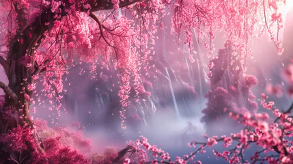 Tuinposter Cherry Blossoms Serenade, Springs Gentle Unfolding, A Portrait of Tranquility © Taslima