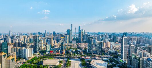 Commercial buildings skyline in Guangzhou city - obrazy, fototapety, plakaty