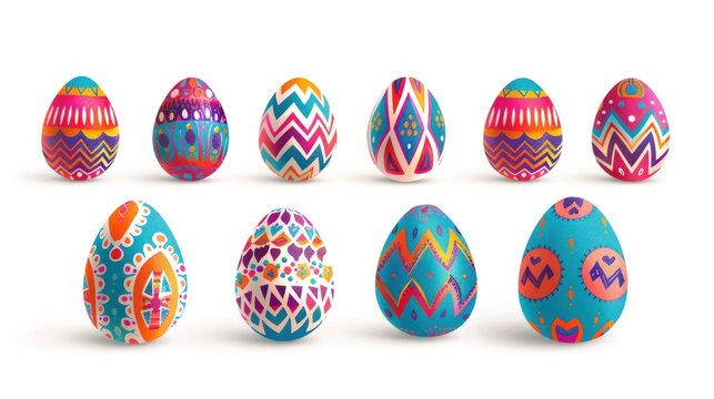 Easter Eggs, happy easter, Vibrant illustrations of decorated eggs.