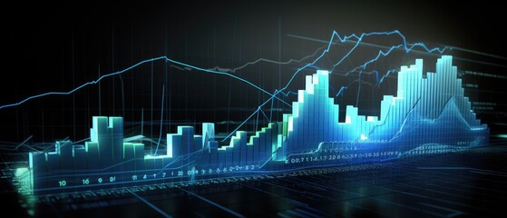 3D Illustration of Dynamic Stock Market Data Analysis