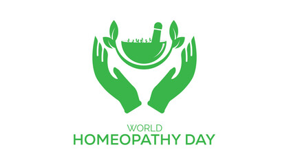 Fototapeta premium World Homeopathy day observed every year in April. Template for background, banner, card, poster with text inscription.