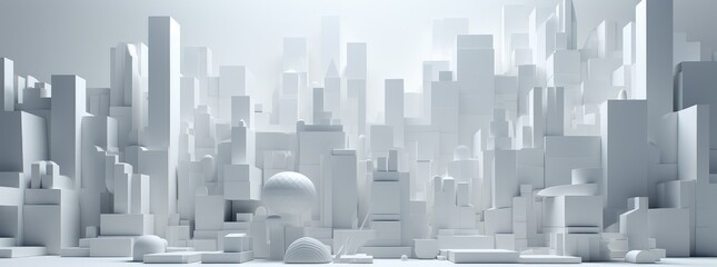 Abstract Monochrome Cityscape 3D Render