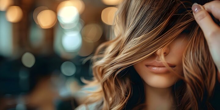 Stylist nourishing hair in trendy salon with expert care and technique. Concept Hair Styling Techniques, Trendy Salons, Expert Care, Nourishing Treatments, Styling Tips