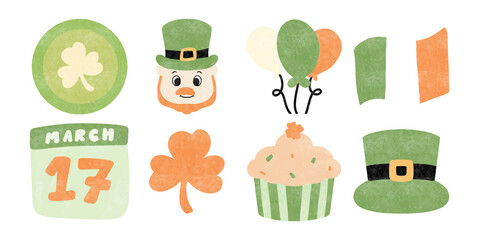 Set of St.Patrick's Day Elements On Transparent