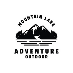 Fototapeta na wymiar mountain lake water adventure outdoor logo design concept idea
