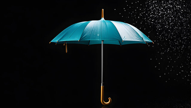 Concept image with an umbrella on a rainy background. Generative AI.