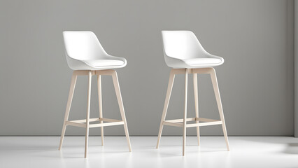 Sophisticated 3D White Bar Chair Isolated on Clean Background, Enhancing the Elegance of Cafe Furniture Interior Designs