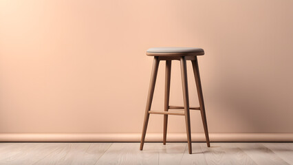 Premium 3D Wooden Coffee Shop Chair Illustration in Modern Cafe Interior Designs