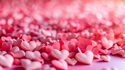 Love Unfolding, A Canvas of Pink Hearts and Valentines Whispers, Celebrating Romance in Silk and Confetti