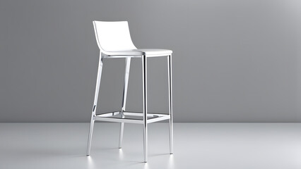 Dynamic 3D Silver Long Chair Illustration, Elevating the Visual Impact of Modern Bar Stool Furniture Interiors