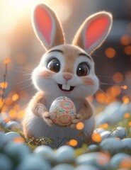 Fototapeta na wymiar Easter Bunny Celebration: Festive Joy and Family Traditions