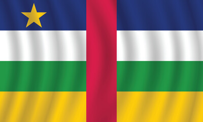 Fototapeta premium Flat Illustration of the Central African Republic flag. Central African Republic national flag design. Central African Republic Wave flag.